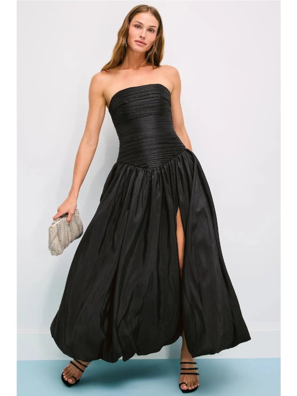 Hutch Georgina Strapless Ruched Drop-Waist Maxi Dress Black Womens Size 4